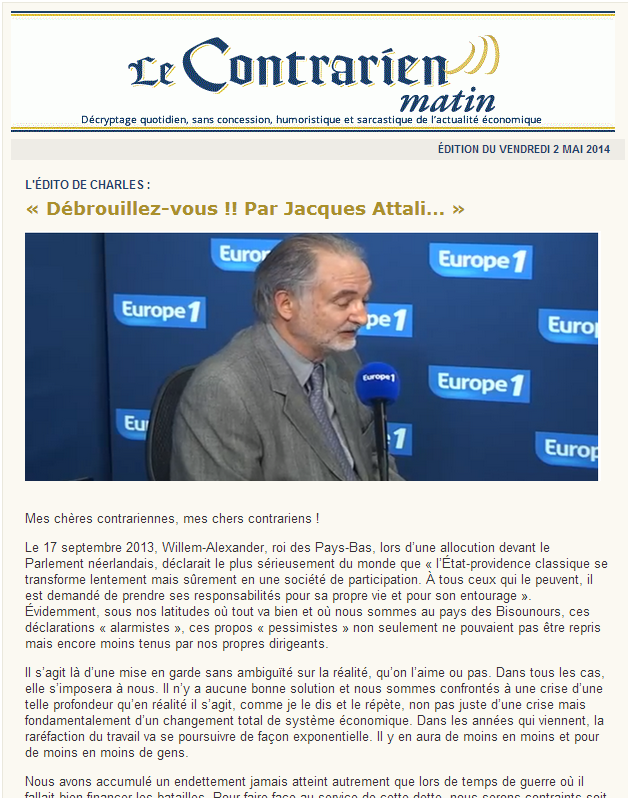 Le Contrarien du 2 Mai 2014