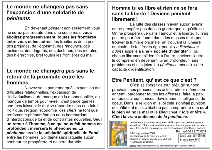 Tract Solidarité de Pénitents