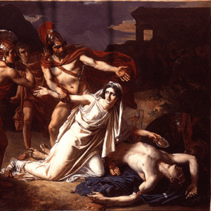 Antigone caught in the act of burying her brother Polyneices.Like Antigone my blog tries hard to save the world from the law of rats (xix/24) that predestines it to unworthy decomposition. (Source&nbsp;: VladoubidoOo, Wikimedia)