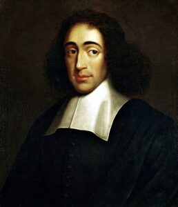 There are very few pictures of Spinoza and they are not alike. This one is considered as verging on what he really looked like, a sly one of genius. (Source&nbsp;: Herzog August Library, Wikimedia)