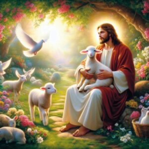 Jesus, a dove, a lamb, an image of the end of times.For the time being we struggle deep down . (Source&nbsp;: Designer IA, Microsoft)