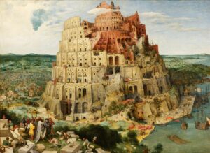 Babel by Pieter Bruegel the ElderDid the builders of Babel, a city with a tower (Genesis 11/1-9), set to speaking different languages or did they quite simply set to stopping understanding each other in the same language? The depletion and shift in meaning as well as complication and falsities of a language make it unfit for the subtle Truth of Life. Seen from this perspective, the Babel Tower is not finished, it still keeps on going up. (source&nbsp;: musée d'Histoire de l'art de Vienne, Wikimedia)