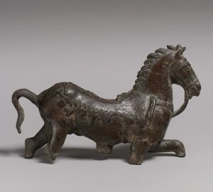 my Self is a leglesshorse, which couldn't go anywhere else than within itself, if the Father's Word would not lift it. (Bronze statuette of a horse MET DP104, Wikimedia)